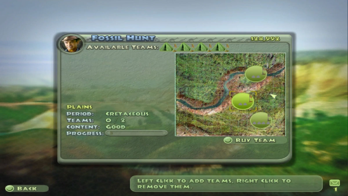 Carte locale d'un site de fouille de fossiles dans Jurassic Park Operation Genesis