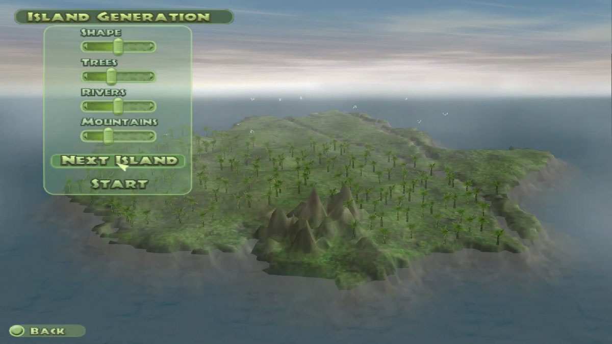 Configuration d'une île vierge avant construction dans Jurassic Park Operation Genesis