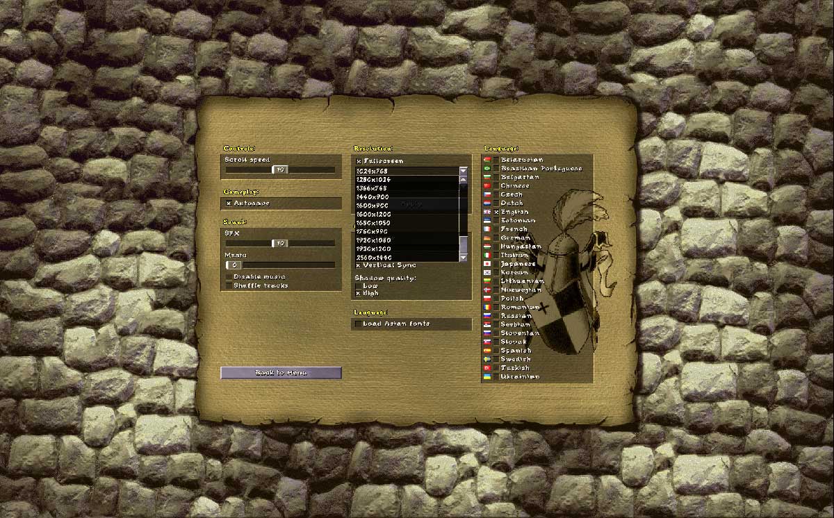 KaM Remake resolution selection screen, supporting up to 2560x1440