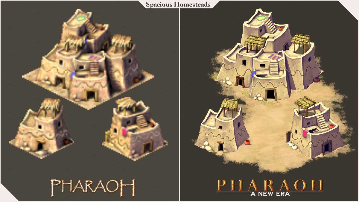 Comparaison demeure spacieuse : Pharaon 1999 vs New Era