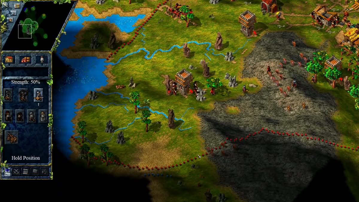 Nouvelle tour de guet terminée dans The Settlers III qui agrandit le territoire de la base