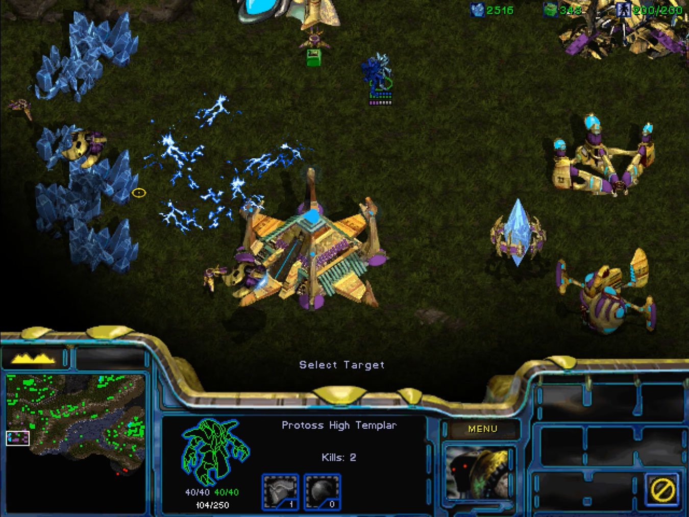 High Templar Protoss invoquant une Tempête Psionique