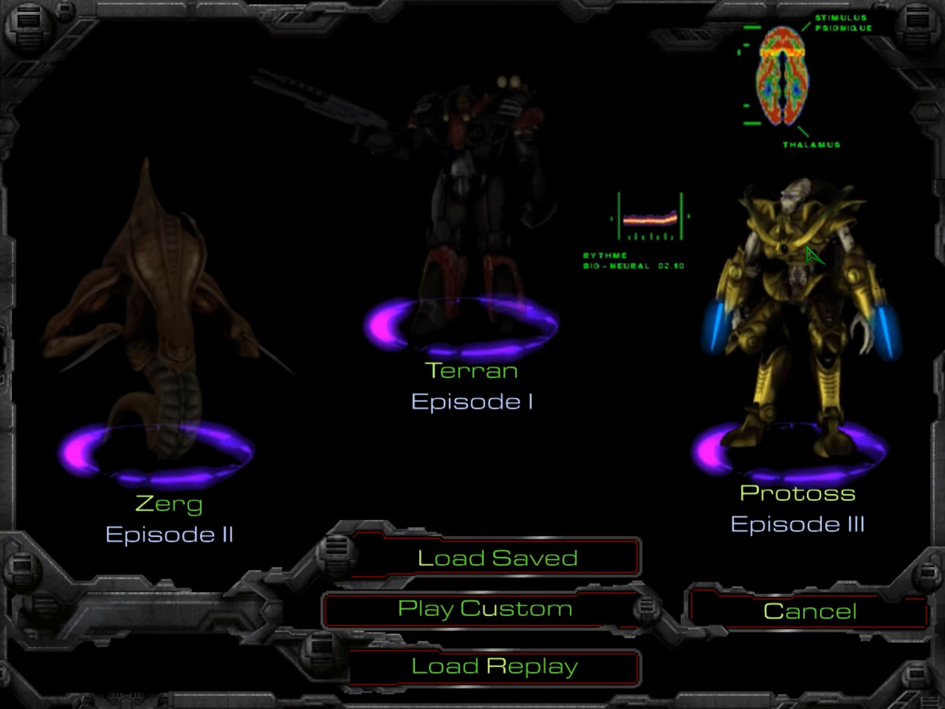 Menu de sélection de la race Protoss