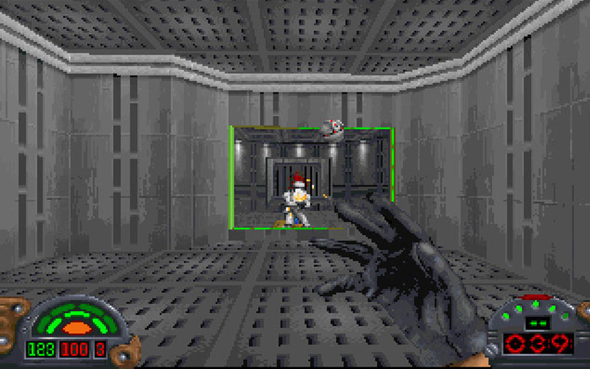 Star Wars Dark Forces - Le joueur lance un détonateur thermique sur un Stormtrooper