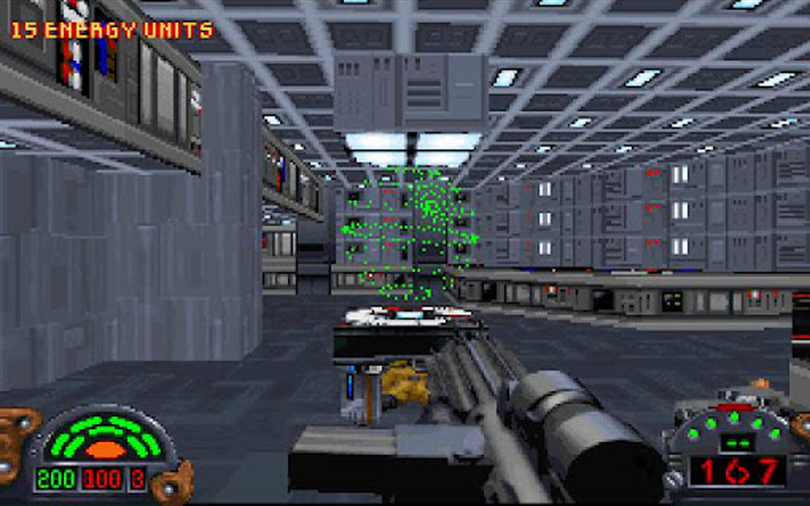 Star Wars Dark Forces - Une salle avec un hologramme de l'Étoile Noire