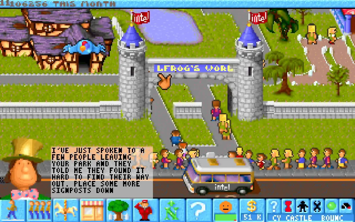 File d'attente devant les manèges dans Theme Park