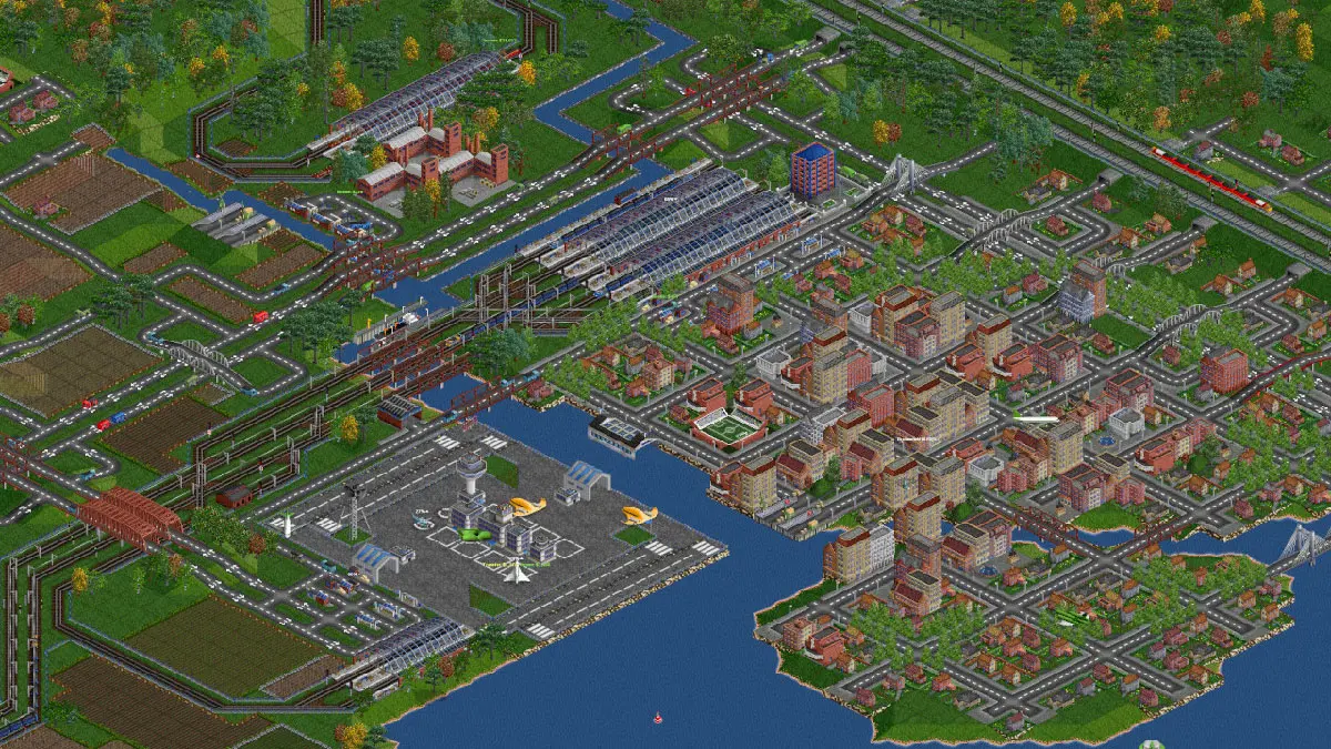 Aéroport à côté d'une ville dans Transport Tycoon Deluxe