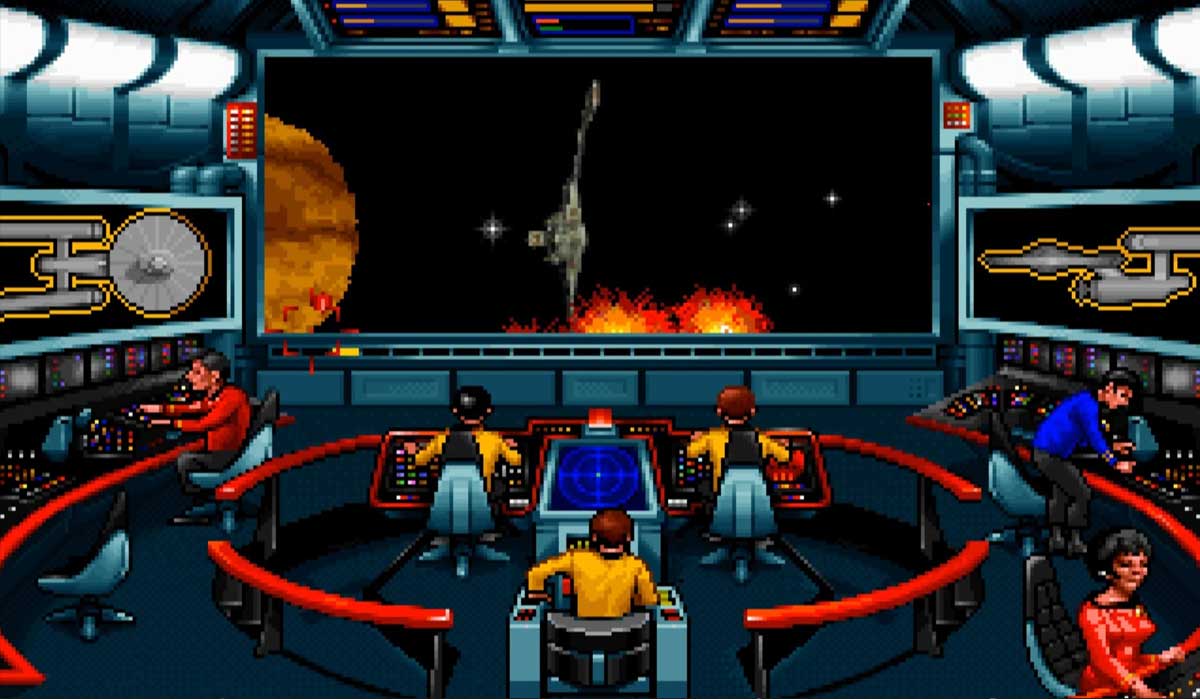 L'équipage de l'Enterprise sur le pont pendant un combat contre un vaisseau klingon - Star Trek 25th Anniversary