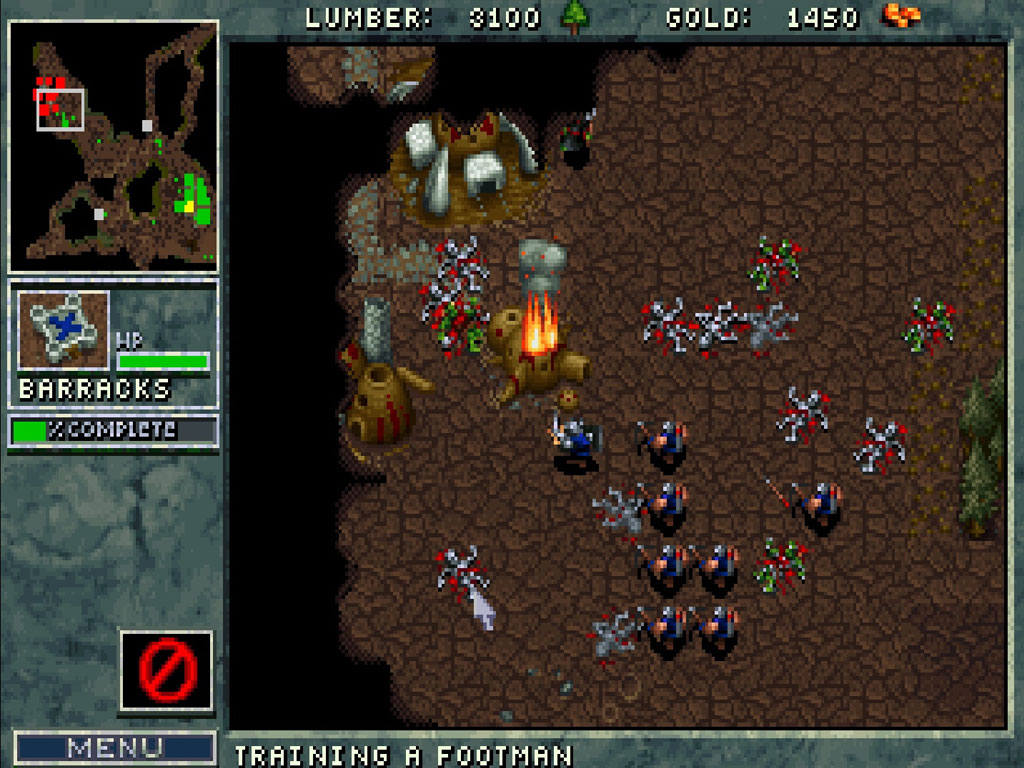 Warcraft Orcs and Humans - Des humains qui ravagent une base orc en ruines