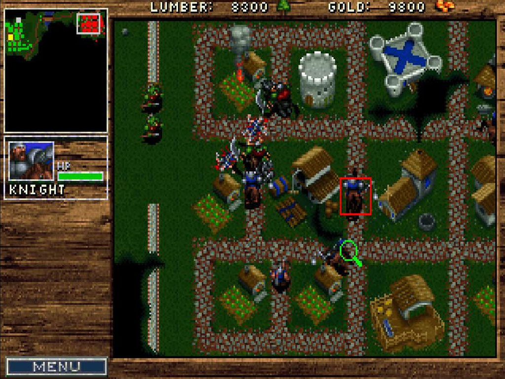 Warcraft Orcs and Humans - Des orcs qui attaquent un village humain