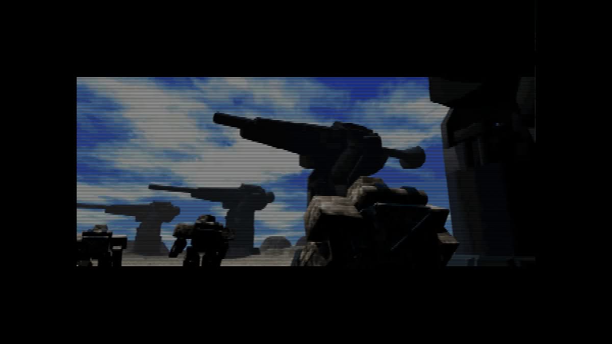 Cinématique d'introduction de Total Annihilation avec tourelles défensives et scanlines