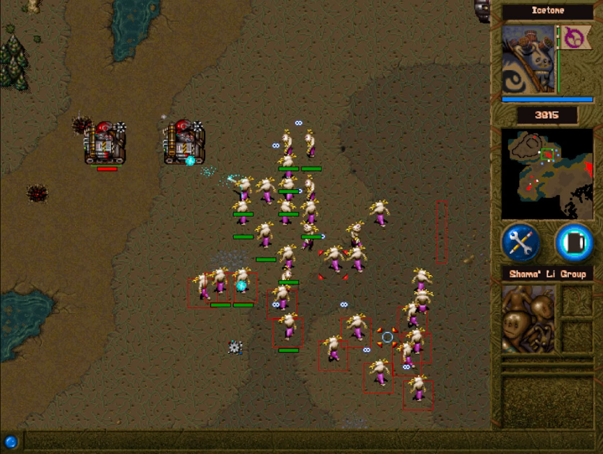 Armée Shama'Li attaquant le Colosse Obblinox dans War Wind