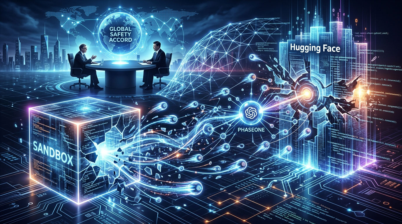 Infographic showing 700 AI attacking Hugging Face