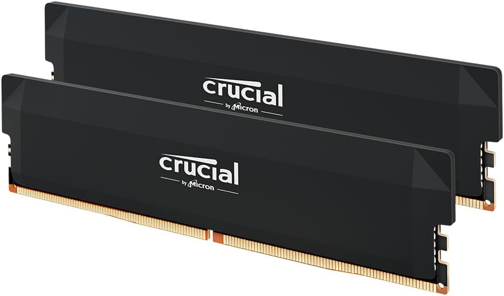 Crucial DDR5 Pro 32 Go 6000 MHz kit RAM noir dissipateur aluminium