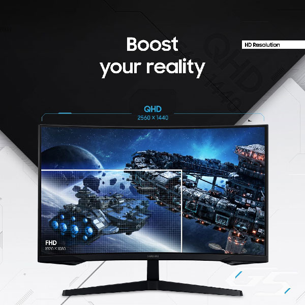 Samsung Odyssey G55C QHD 2560x1440 resolution sharp display gaming monitor