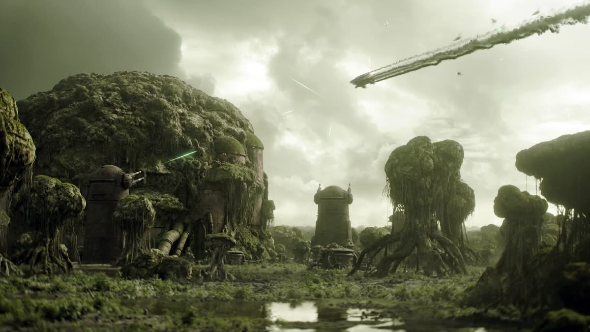 Din Djarin crash son vaisseau sur le palais des Jumeaux Hutt dans The Mandalorian 2026