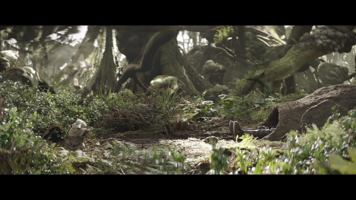 Grogu utilise la Force pour faire entrer Din Djarin dans l'abri dans The Mandalorian 2026