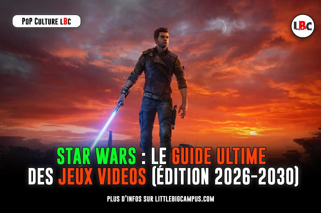 Cal Kestis, le héros de Star Wars Jedi, debout face à un ciel de fin de journée aux teintes orangées virant sur la nuit profonde