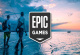 Epic Games logo against a late summer beach background with two fishermen